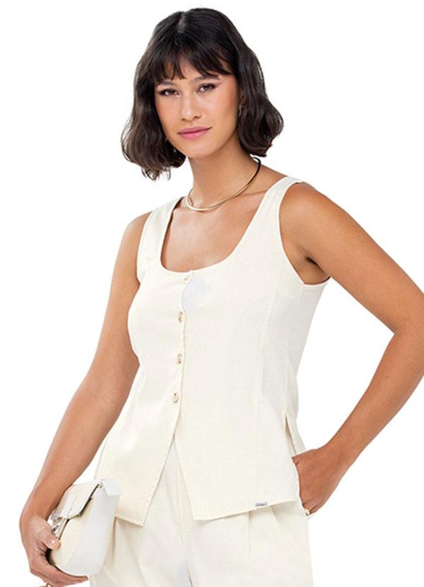 Rezzato - Colete com Botões Adulto Feminino Branco