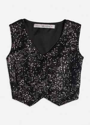 Authoria - Colete com Frente de Paetê Preto - AUTHORIA