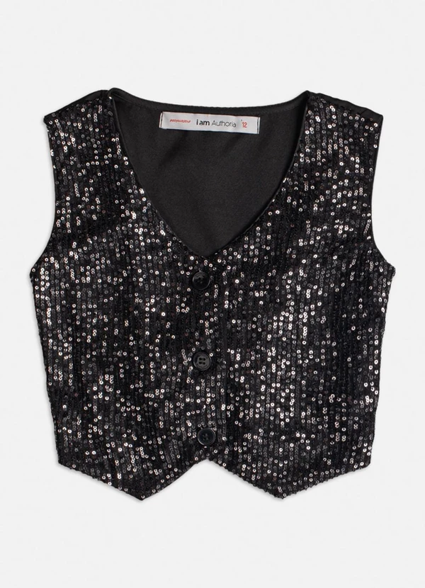 Authoria - Colete com Frente de Paetê Preto