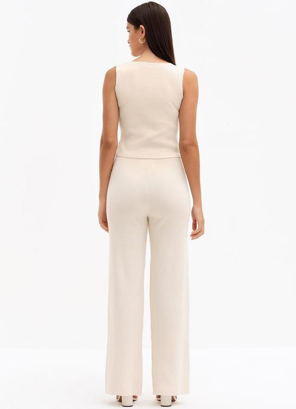 Principessa - Colete Curto de Tricot com Botões Eneide Bege 4