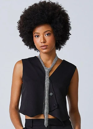 Authoria - Colete de Alfaiataria Visual Assimétrico Preto - AUTHORIA