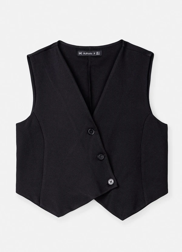 Authoria - Colete de Alfaiataria Visual Assimétrico Preto 5
