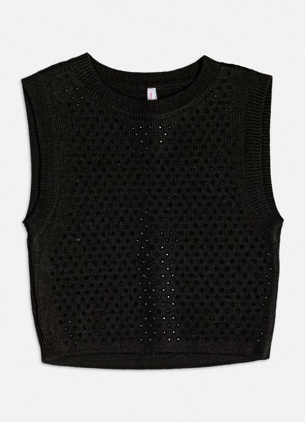 Authoria - Colete de Tricot com Pedraria Preto