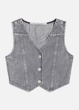 Authoria - Colete Denim com Tachas  Mescla - AUTHORIA
