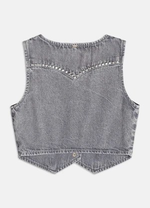 Authoria - Colete Denim com Tachas  Mescla - AUTHORIA