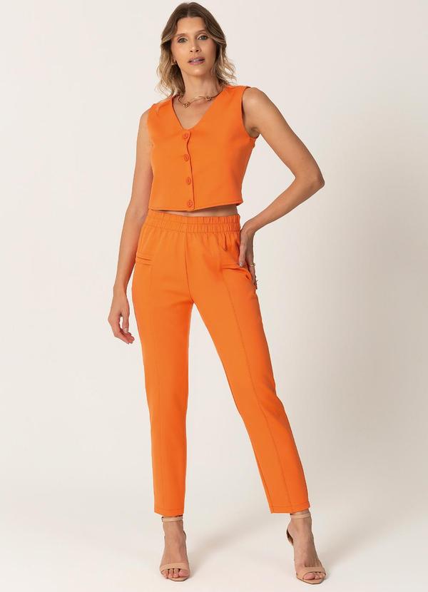 Habana - Colete em Alfaiataria Cropped Laranja 2