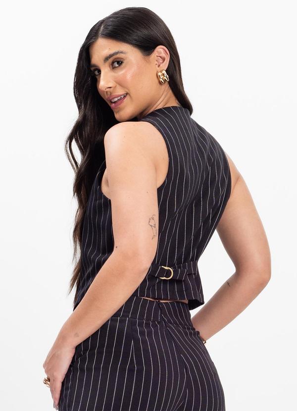 Rovitex - Colete em Alfaiataria Risca de Giz Preto 2