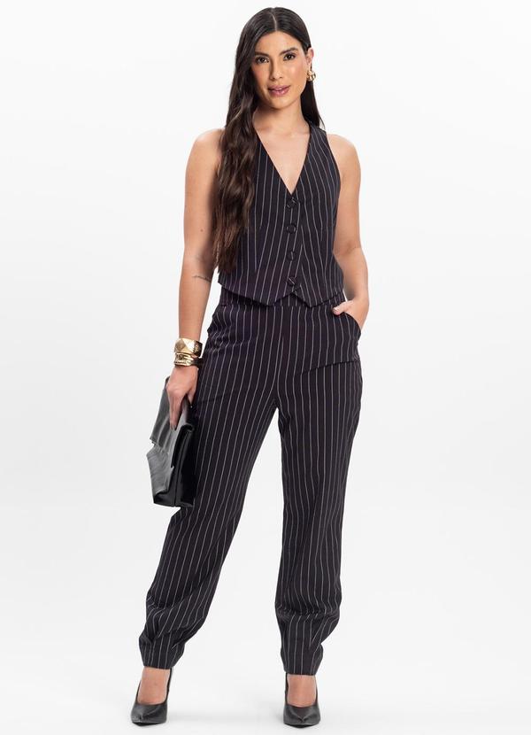 Rovitex - Colete em Alfaiataria Risca de Giz Preto 3