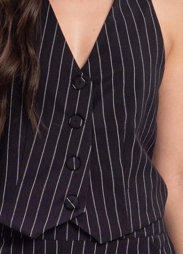 Rovitex - Colete em Alfaiataria Risca de Giz Preto 4