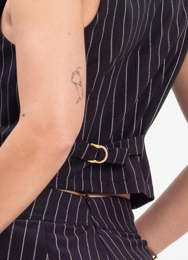 Rovitex - Colete em Alfaiataria Risca de Giz Preto 5