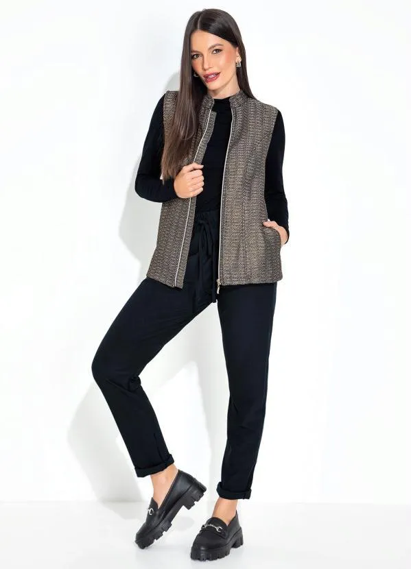 bonprix - Colete em Tweed Preto e Dourado 4