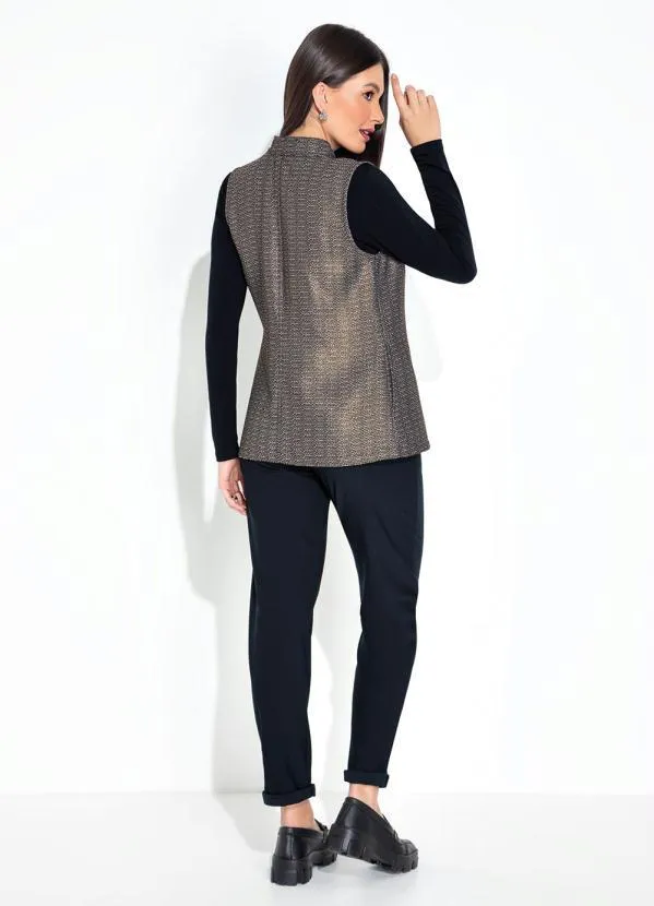 bonprix - Colete em Tweed Preto e Dourado
