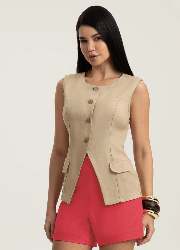 Gris - Colete em Viscose Bege 3