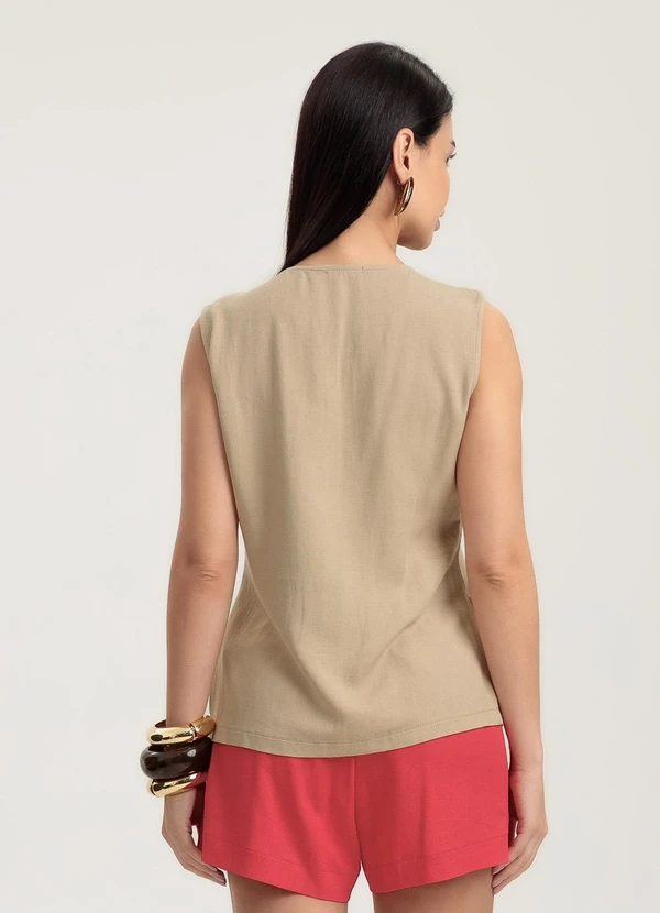 Gris - Colete em Viscose Bege 4