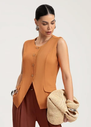 Gris - Colete em Viscose Laranja - GRIS