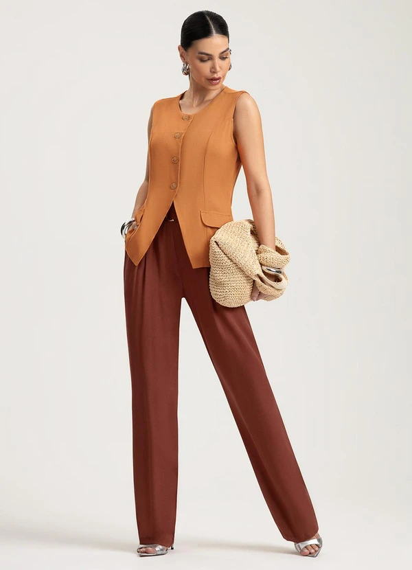 Gris - Colete em Viscose Laranja 4