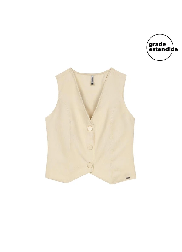 Marialícia - Colete Feminino Alfaiataria Veludo Bege