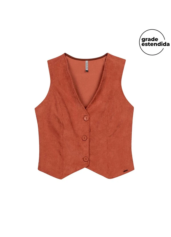 Marialícia - Colete Feminino Alfaiataria Veludo Marrom 2