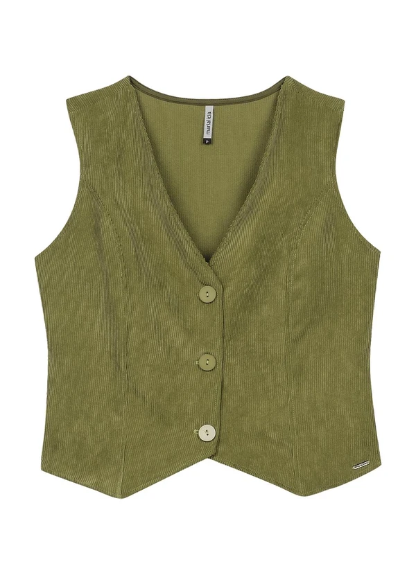Marialícia - Colete Feminino Alfaiataria Veludo Verde 2