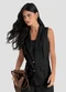 Dianna - Colete Feminino Alongado em Tecido Preto - variação: Preto