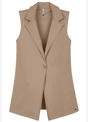 Marialícia - Colete Feminino Alongado Moletom Marrom - MARIALÍCIA