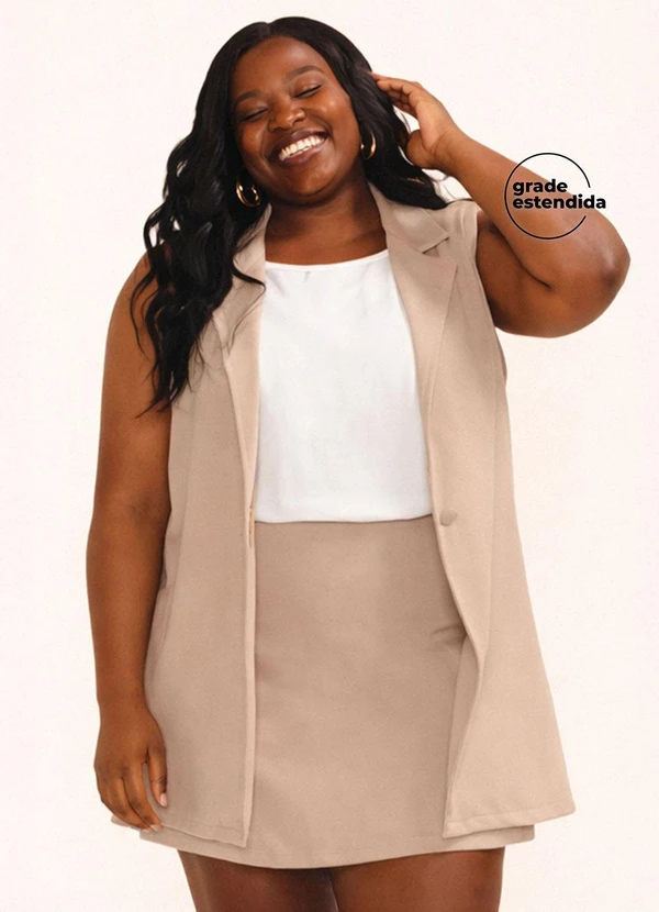 Marialícia - Colete Feminino Alongado Moletom Marrom 1