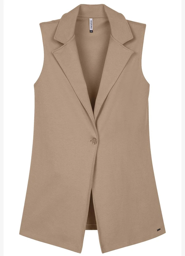 Marialícia - Colete Feminino Alongado Moletom Marrom 4