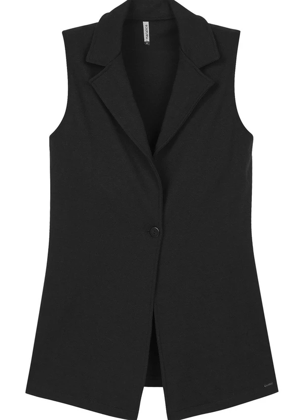 Marialícia - Colete Feminino Alongado Moletom Preto 3