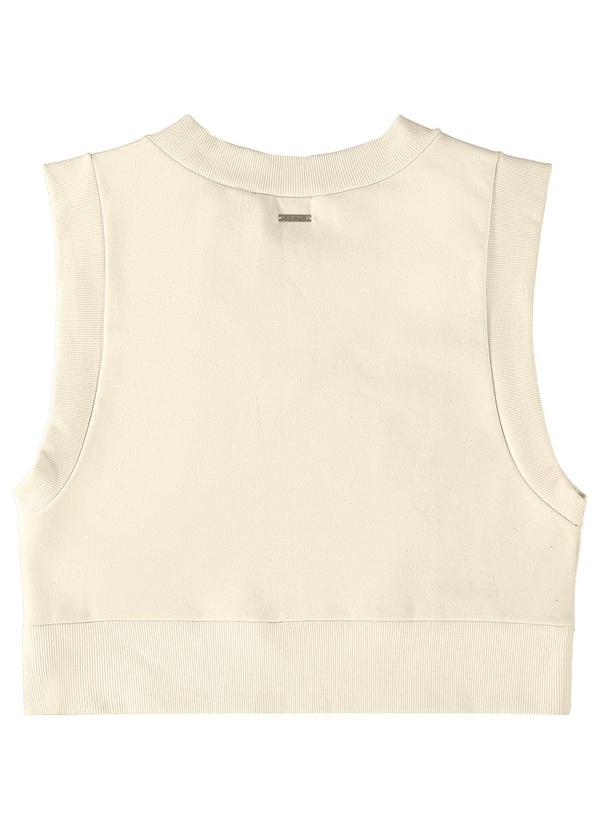 Enfim - Colete Feminino Cropped em Moletom Bege 4