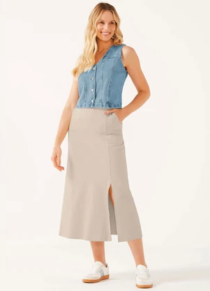 Marialícia - Colete Feminino Decote V Jeans Azul - MARIALÍCIA