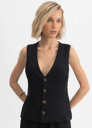 Essendi - Colete Feminino em Flaks Preto - ESSENDI