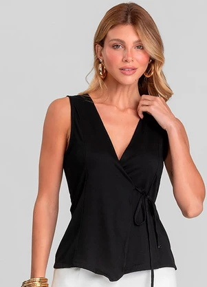 Dianna - Colete Feminino em Malha Visco Maquinetada Preto - DIANNA