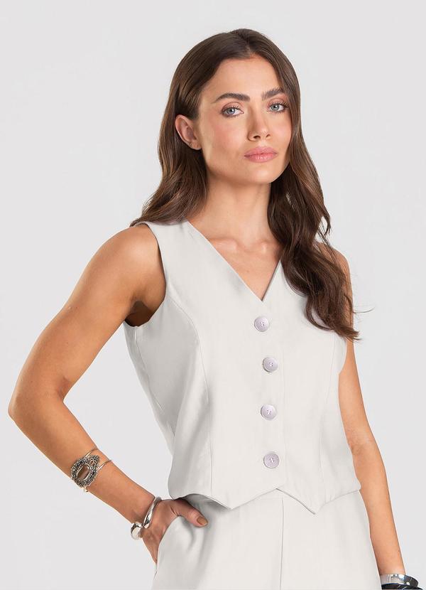 Dianna - Colete Feminino em Tecido Alfaiataria Bege