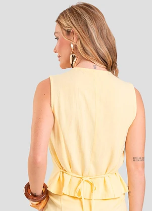 Dianna - Colete Feminino em Tecido Linho Amarelo - DIANNA