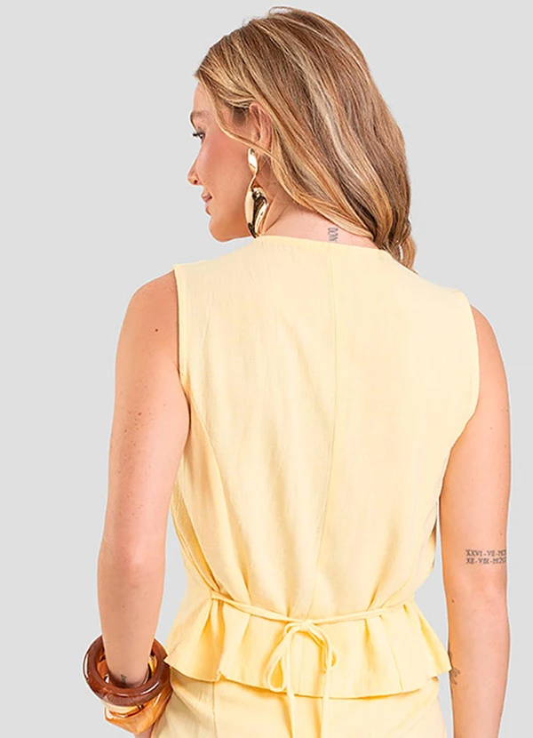 Dianna - Colete Feminino em Tecido Linho Amarelo 2