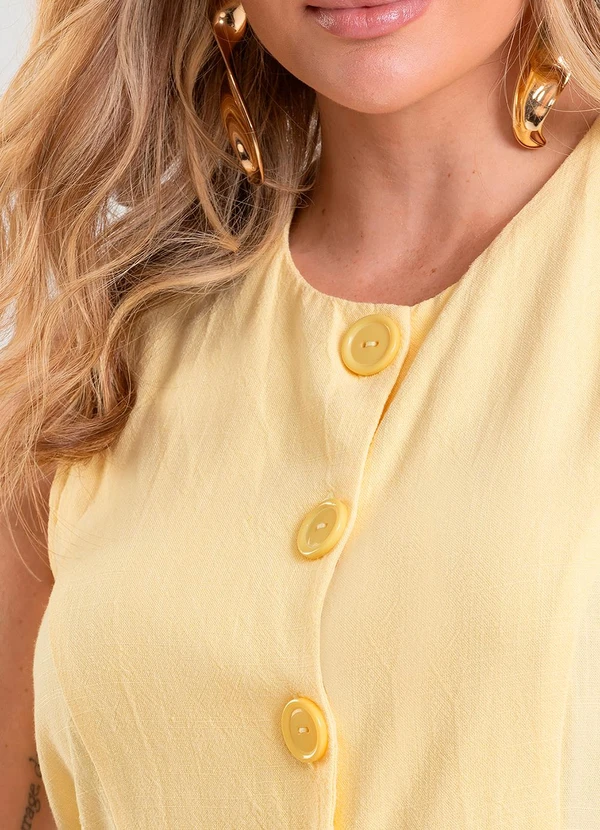 Dianna - Colete Feminino em Tecido Linho Amarelo 5