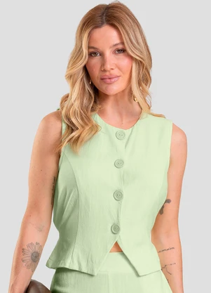 Dianna - Colete Feminino em Tecido Linho Verde - DIANNA