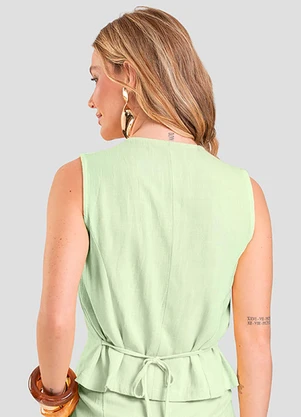 Dianna - Colete Feminino em Tecido Linho Verde - DIANNA