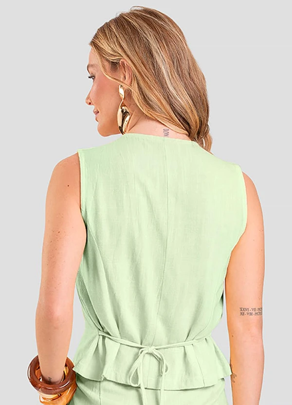 Dianna - Colete Feminino em Tecido Linho Verde 2