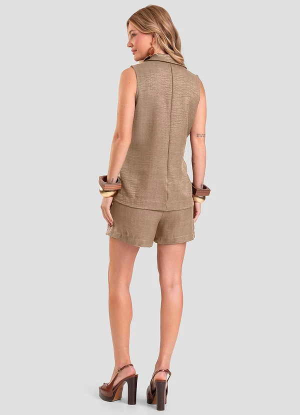 Dianna - Colete Feminino em Tecido Poli Linho Marrom 4