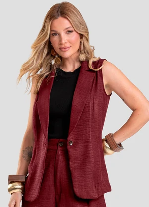 Dianna - Colete Feminino em Tecido Poli Linho Vermelho - DIANNA