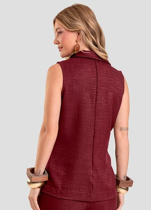 Dianna - Colete Feminino em Tecido Poli Linho Vermelho - DIANNA
