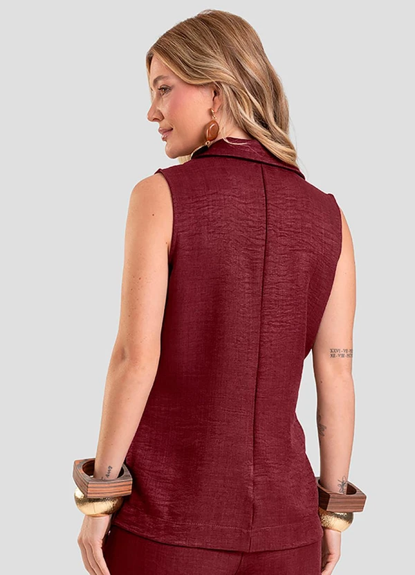 Dianna - Colete Feminino em Tecido Poli Linho Vermelho 2
