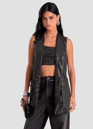 Dianna - Colete Feminino Lantejoula Glow Preto - DIANNA