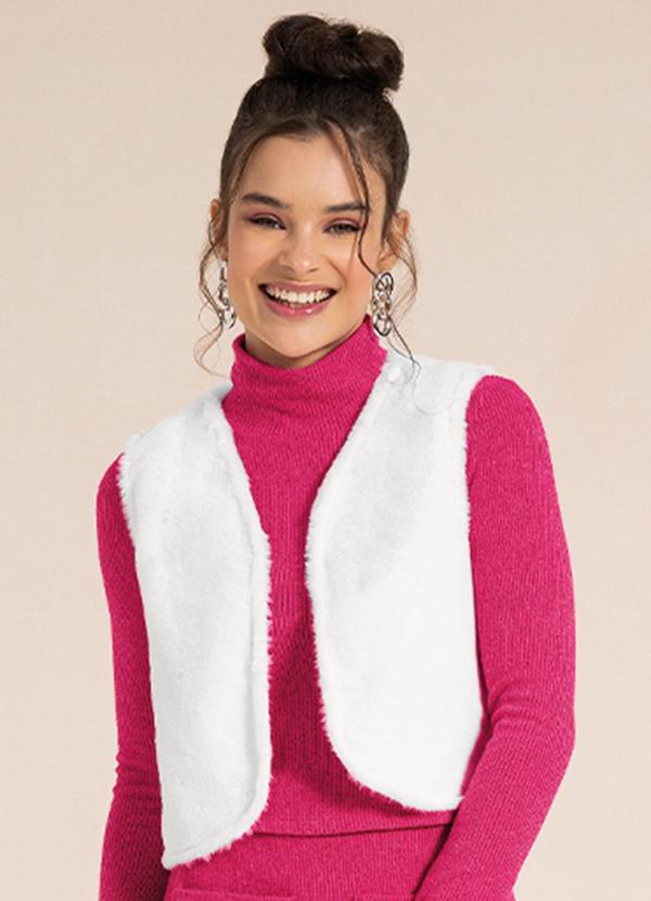 Bjoe - Colete Feminino Peluciado Juvenil Bege 1