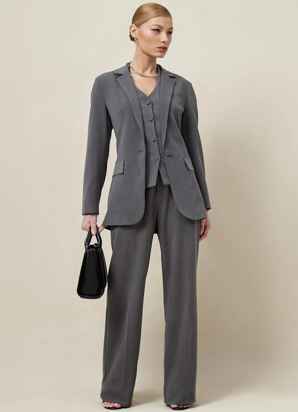 Principessa - Colete Frente Única de Alfaiataria Mescla Escuro Raissa 6