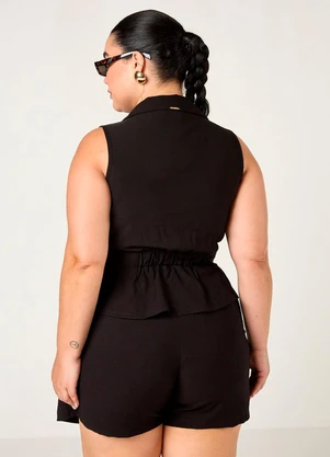 Elegance - Colete Gola Dupla com Elastico Costas Preto - ELEGANCE