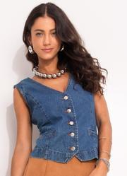 Colete Jeans Azul Mdio