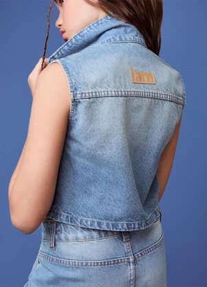 Authoria - Colete Jeans com Bolsos  Azul - AUTHORIA