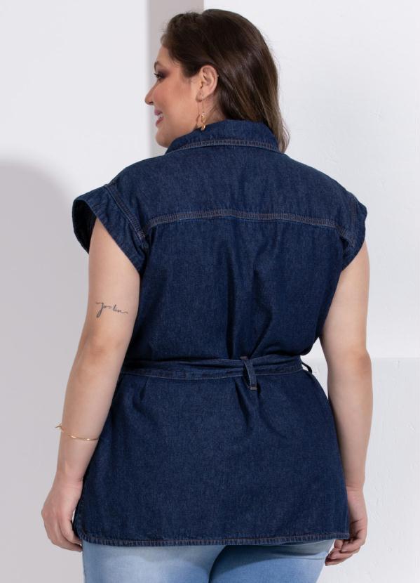 Quintess - Colete Jeans com Bolsos e Faixa 8